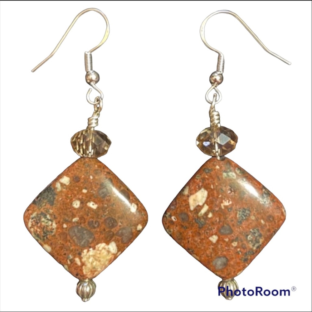 Jasper and Glass Bead Earrings